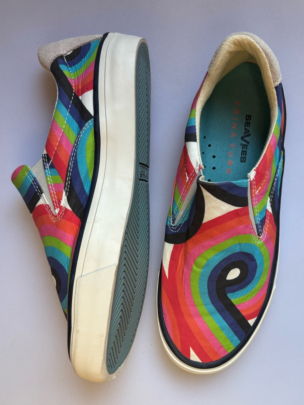 SeaVees x Trina Turk Rainbow Swirl Slip-On Flats